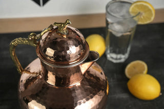 Solid Copper Pitcher with Lid (Dark Copper) | Handmade Copper Water Jug - Alfiq's Store