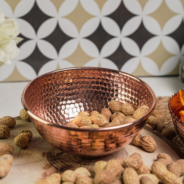 Handcrafted Solid Copper Snack Bowl – Elegant Serving Dish & Decorative Accent