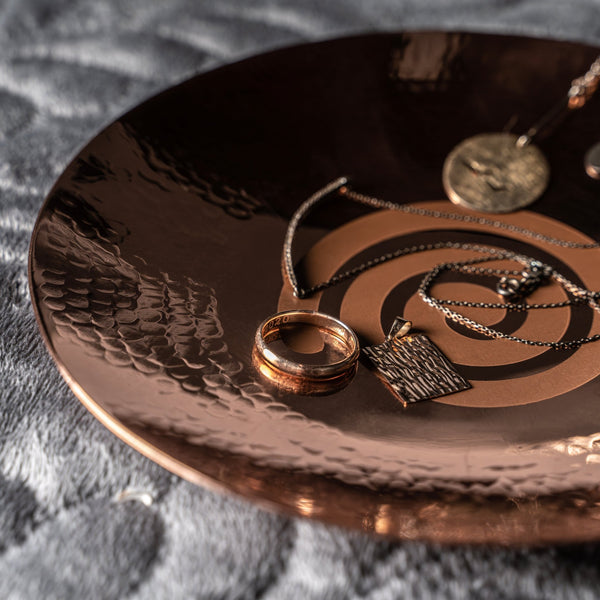 Hand-Hammered Copper Trinket & Wellness Plate – Jewelry Holder & Incense Dish