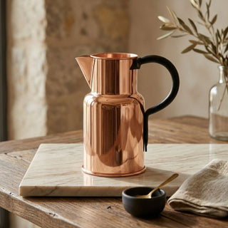 Handmade Solid Copper Water Pitcher – Vintage Farmhouse Jug with Black Hand – view 3
