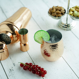 Set of Two Hand - Hammered Copper Glasses – 450ml Stemless Drinkware - Alfiq's Store