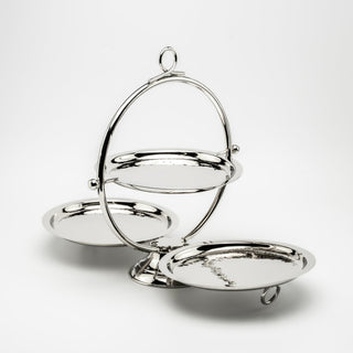 Elegant Chrome - Plated Pure Copper Two - Tier Serving Stand – Modern Dessert & Pastry Display Tray - Alfiq's Store