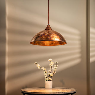 Handmade Aged Copper Pendant Light – Vintage Charm with a Timeless Glow - Alfiq's Store