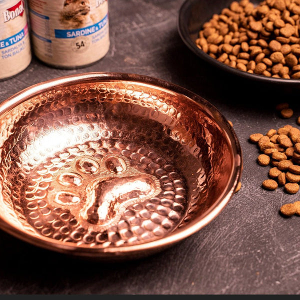 Copper Pet Feeding Bowl Food Container | Handcrafted Stylish 100% Copper Pet Water Bowl 170 mm