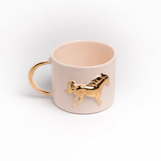 Gold - Plated Handmade Horse Ceramic Mug - Alfiq's Store