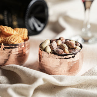 Hand - Hammered Solid Copper Snack Bowl – Chrome Finish, 300ml - Alfiq's Store
