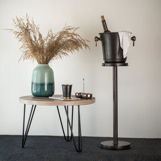 Handcrafted Chrome - Plated Copper Champagne & Wine Ice Bucket with Stand – Elegant Beverage Cooler - Alfiq's Store