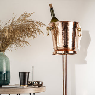 Handcrafted Chrome - Plated Copper Champagne & Wine Ice Bucket with Stand – Elegant Beverage Cooler - Alfiq's Store