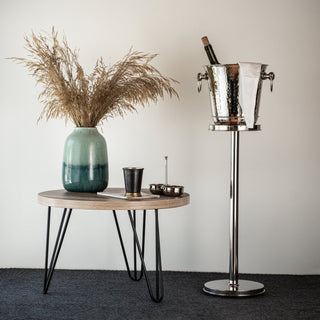 Handcrafted Chrome - Plated Copper Champagne & Wine Ice Bucket with Stand – Elegant Beverage Cooler - Alfiq's Store