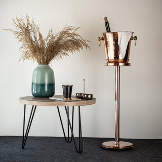 Handcrafted Chrome - Plated Copper Champagne & Wine Ice Bucket with Stand – Elegant Beverage Cooler - Alfiq's Store