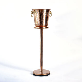 Handcrafted Chrome - Plated Copper Champagne & Wine Ice Bucket with Stand – Elegant Beverage Cooler - Alfiq's Store