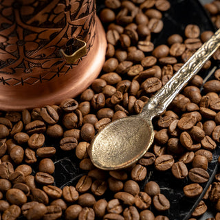 Handcrafted Copper Coffee And Spice Jar with Brass Spoon – Ornate Engraved Design - Alfiq's Store