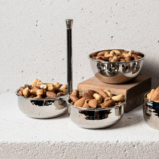 Handcrafted Copper Double Bowl Stand, Color Chrome - Alfiq's Store