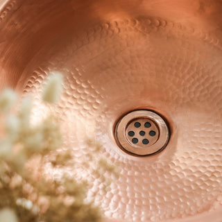 Handmade Engraved Matte Copper Vessel Sink – Farmhouse Vanity Washbasin with Drain Cap - Alfiq's Store