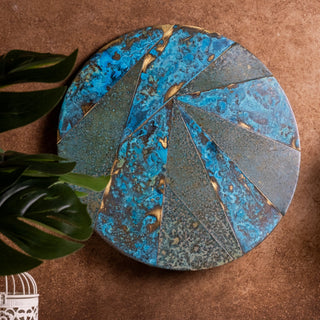 Handmade Solid Copper Wall Art With Full Verdigris Patina, Color Ocean Blue - Alfiq's Store