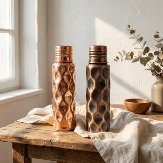 Hammered Solid Copper Water Bottle & Genuine Leather Carrying Bag Set, 750 – view 7