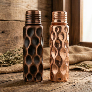 Hammered Solid Copper Water Bottle & Genuine Leather Carrying Bag Set, 750 – view 4