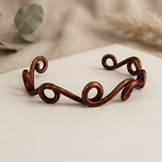 100% Copper Twisted Cuff Bracelet – Handmade Sculptural Open Bangle