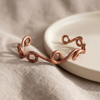100% Copper Twisted Cuff Bracelet – Handmade Sculptural Open Bangle