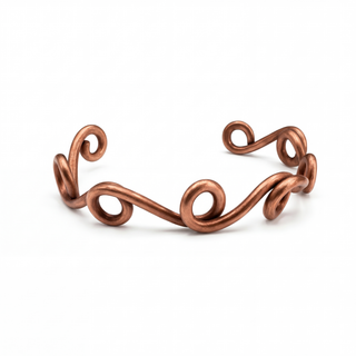 100% Copper Twisted Cuff Bracelet – Handmade Sculptural Open Bangle