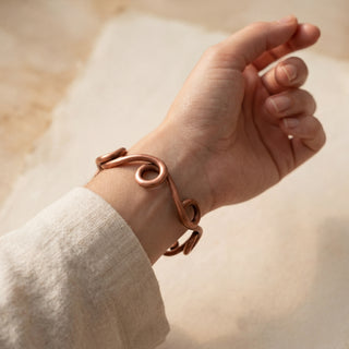 100% Copper Twisted Cuff Bracelet – Handmade Sculptural Open Bangle