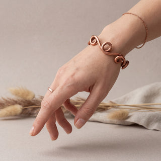 100% Copper Twisted Cuff Bracelet – Handmade Sculptural Open Bangle