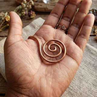 Copper Spiral Energy Pendant – Handmade Minimalist Spiritual Jewelry