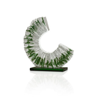 Green & Clear Art Glass Sculpture & Contemporary Spiral Decor