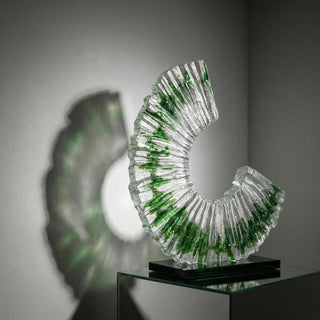 Green & Clear Art Glass Sculpture & Contemporary Spiral Decor