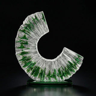 Green & Clear Art Glass Sculpture & Contemporary Spiral Decor