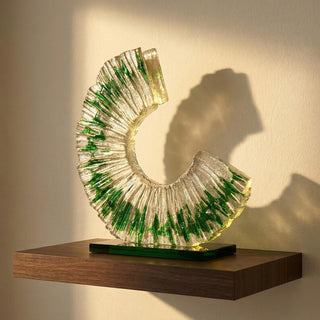 Green & Clear Art Glass Sculpture & Contemporary Spiral Decor