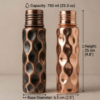 Hammered Solid Copper Water Bottle & Genuine Leather Carrying Bag Set, 750 – view 5