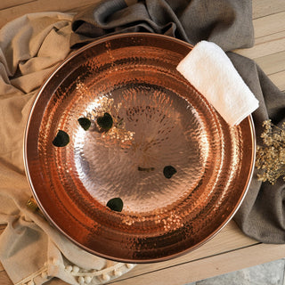 Handmade Matte Copper Pedicure Bowl – Luxurious Foot Soaking Basin for Spa & Home - Alfiq's Store