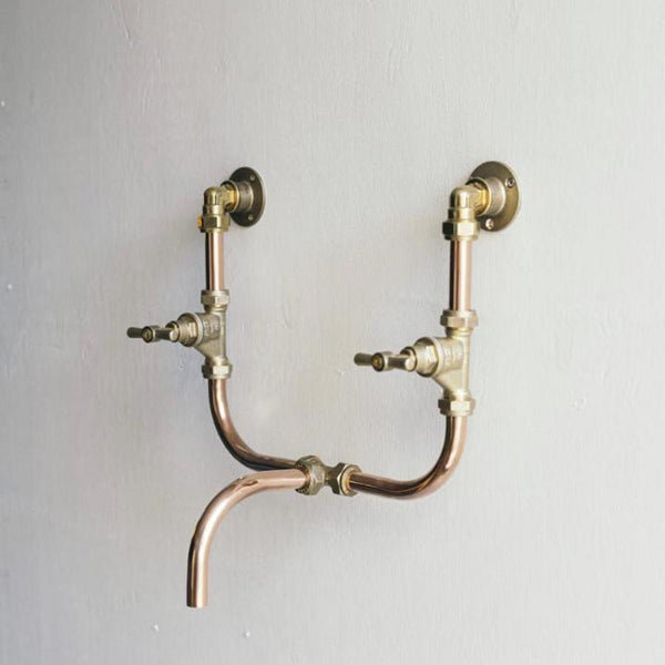 Industrial Copper Faucet – Double Handle with Central Spout