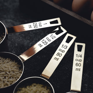 Handmade Solid Copper Measuring Cups – Set of Four with Engraved Measurements - Alfiq's Store