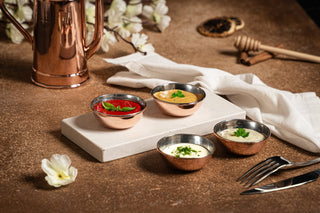 Set Of Six Handcrafted Copper Oil & Sauce Dipping Bowls - Alfiq's Store