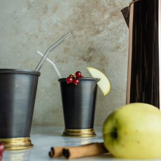 Set of Two Dark Copper Tumblers with Brass Accents – 400ml - Alfiq's Store