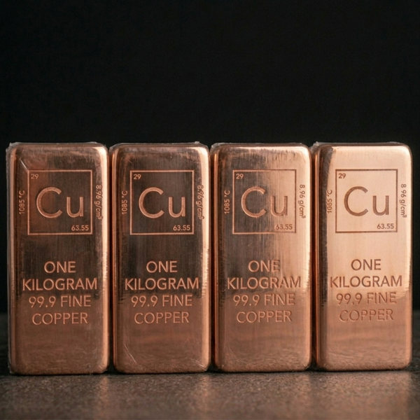 4 x 1 Kg 99.9% Pure Copper Bars - Solid Fine Copper Bar Set