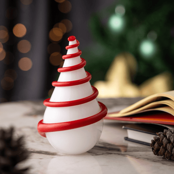 Hand-Blown Glass Christmas Tree Sculpture – Forest Spiral Design