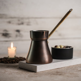 Handcrafted Dark Copper Turkish Coffee Pot - Heavy Duty Turkish Coffee Maker - Alfiq's Store