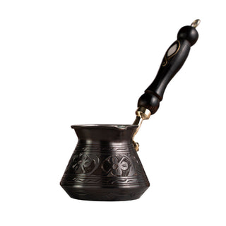 Handmade Pure Copper Turkish Coffee Pot with Wooden Handle – 400 ml Milk and Coffee Warmer - Alfiq's Store
