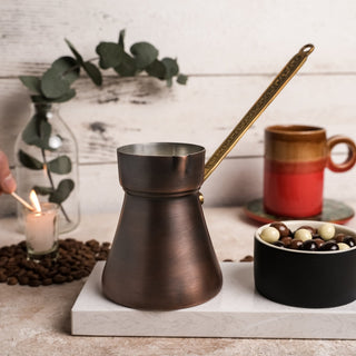 Handcrafted Dark Copper Turkish Coffee Pot - Heavy Duty Turkish Coffee Maker - Alfiq's Store