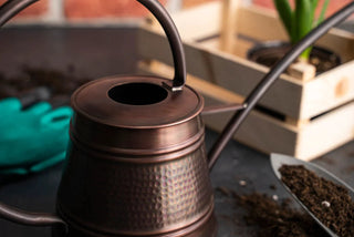 Handmade Solid Dark Copper Watering Can – 2000 ml Long Spout - Alfiq's Store