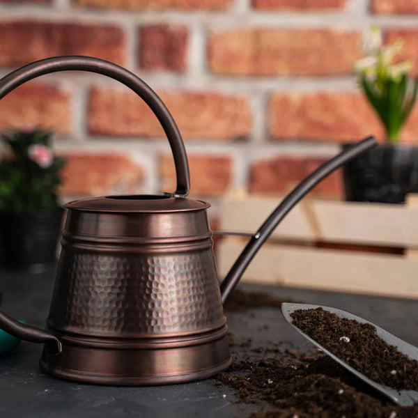 Handmade Solid Dark Copper Watering Can – 2000 ml Long Spout