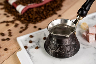 Dark Copper Wooden Handle Turkish Coffee Pot/ Handmade Non Stick Pot Milk Warmer / Original Vintage Coffee Manual Coffee Maker - Alfiq's Store