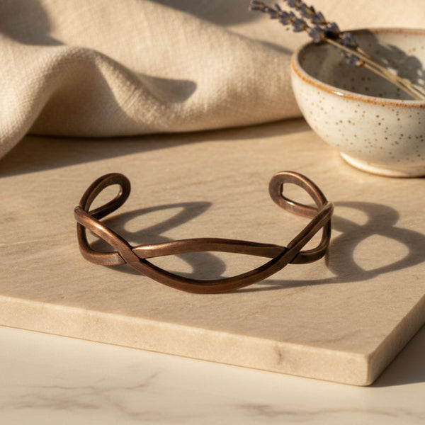 Infinity Twist Copper Open Cuff Bracelet