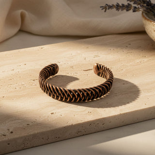 Handwoven Copper Coil Open Cuff Bracelet