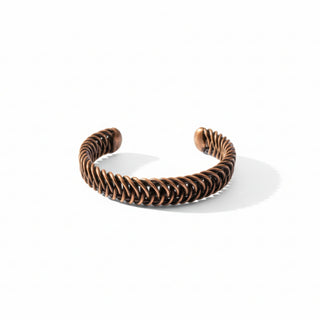Handwoven Copper Coil Open Cuff Bracelet – view 2