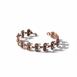 Handcrafted Copper Filigree & Blue Stone Open Cuff Bracelet – view 2