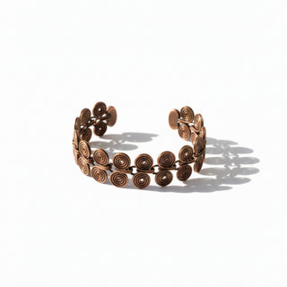 Handcrafted Copper Spiral Disc Open Cuff Bracelet – view 2